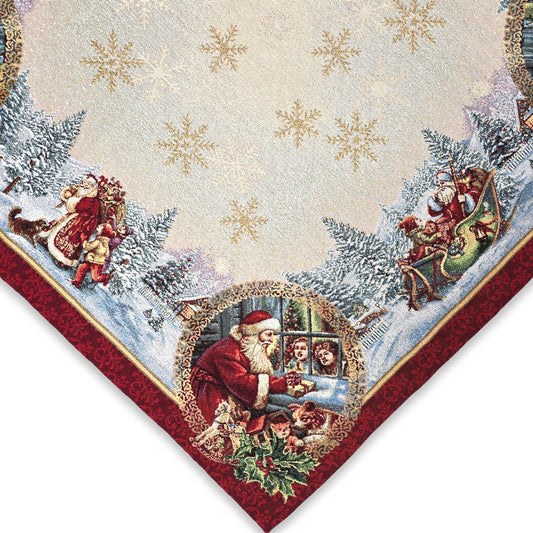 Centrotavola quadrata natalizia in tessuto Gobelin - Santa