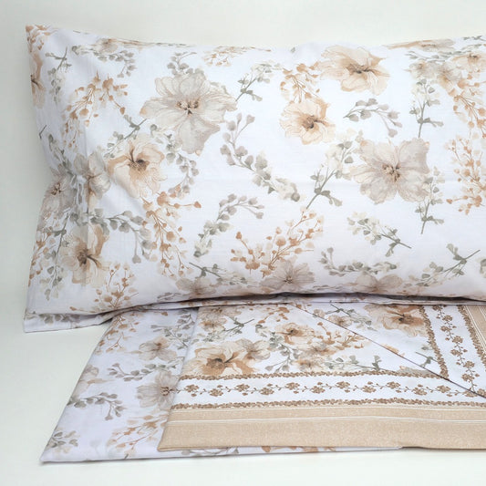 Completo Lenzuola in Cotone Matrimoniale - M160 (Beige)
