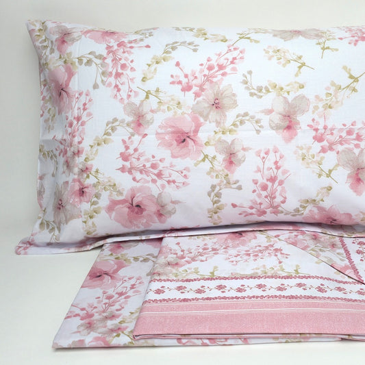 Completo Lenzuola in Cotone Matrimoniale - M160 (Rosa)