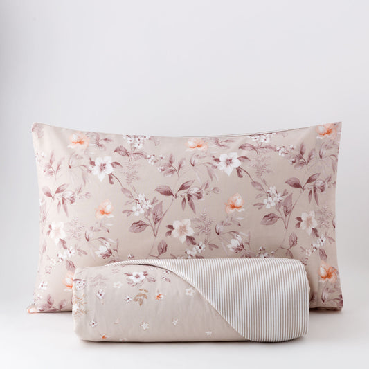 Parure Copripiumino Matrimoniale in 100% Cotone - Eugene (Beige)