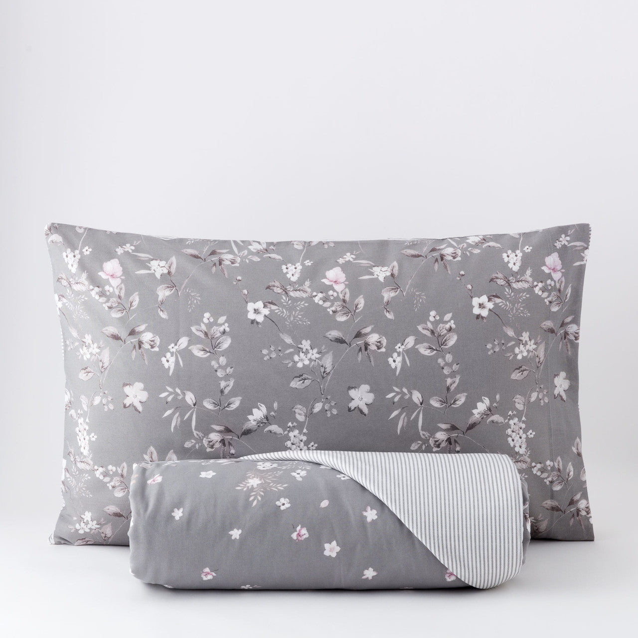 Parure Copripiumino Matrimoniale in 100% Cotone - Eugene (Grigio)