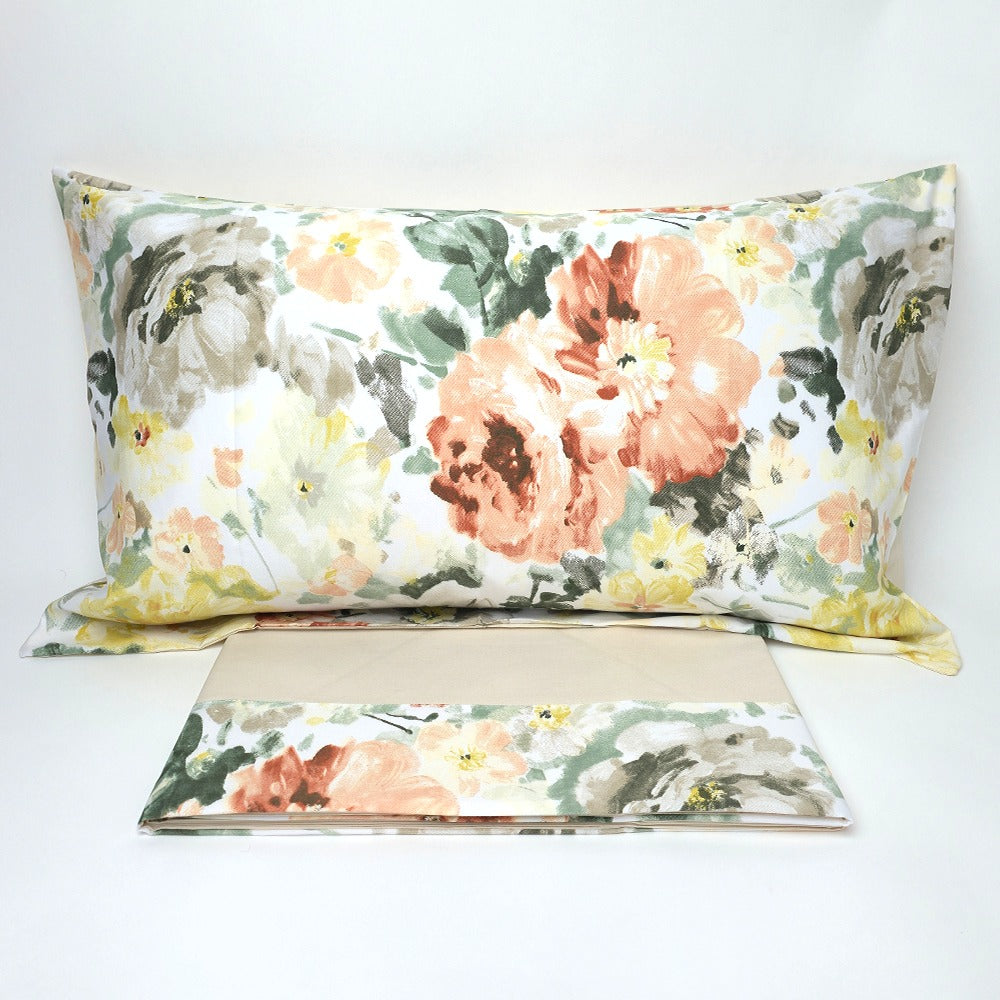 Completo Lenzuola in Cotone con Balza Stampa Digitale - Capri (Beige)