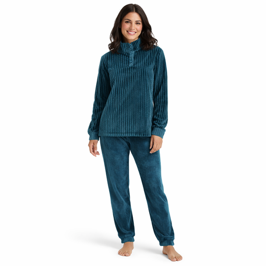 Pigiama Donna Invernale in Caldo e Morbido Coral - P105 (Ottanio)