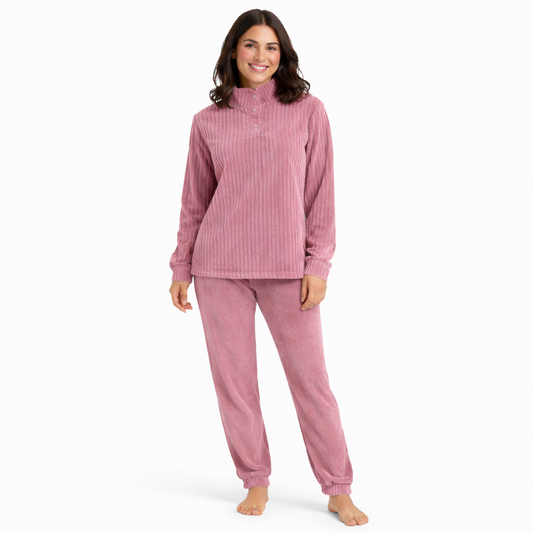 Pigiama Donna Invernale in Caldo e Morbido Coral - P105 (Rosa)