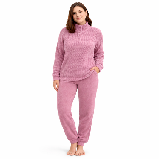 Pigiama Donna Invernale in Caldo e Morbido Coral - P106 (Rosa)