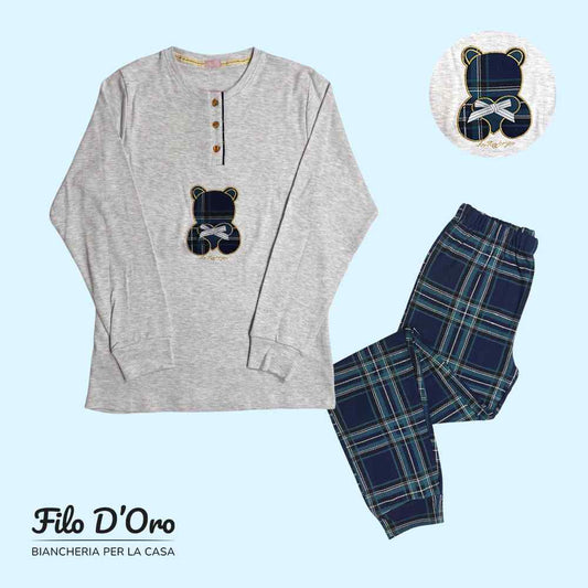 Pigiama Donna Invernale in Caldo Cotone IRGE - M1917 (Grigio)
