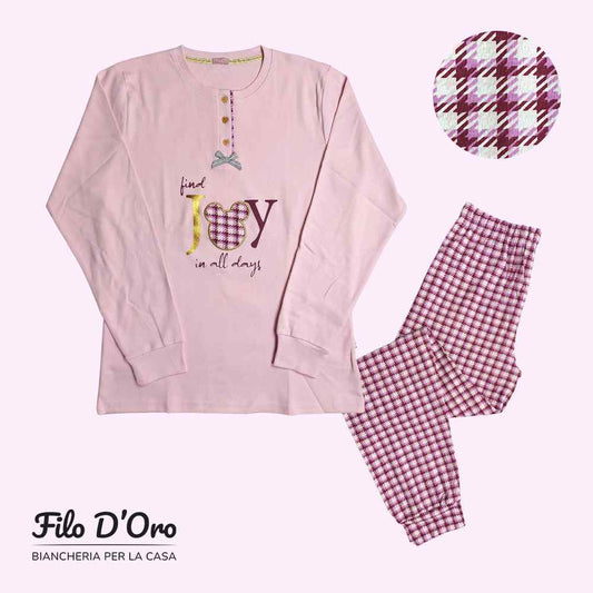 Pigiama Donna Invernale in Caldo Cotone IRGE - M1924 (Rosa)