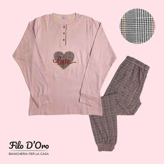 Pigiama Donna Invernale in Caldo Cotone IRGE - M1918 (Rosa)