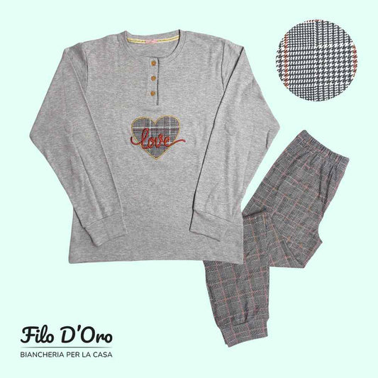 Pigiama Donna Invernale in Caldo Cotone IRGE - M1918 (Grigio)