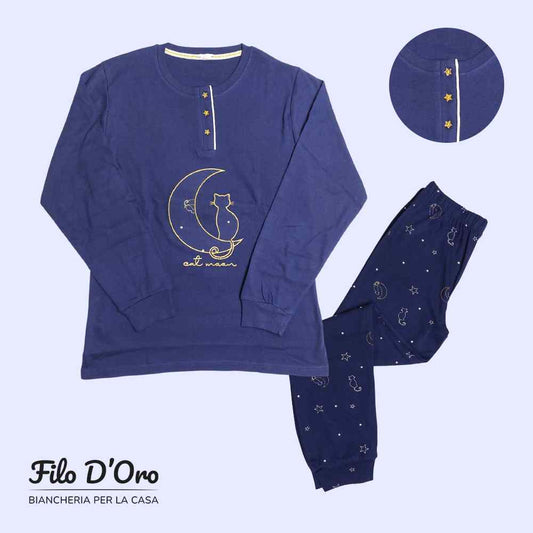 Pigiama Donna Invernale in Caldo Cotone IRGE - M1923 (Blu)