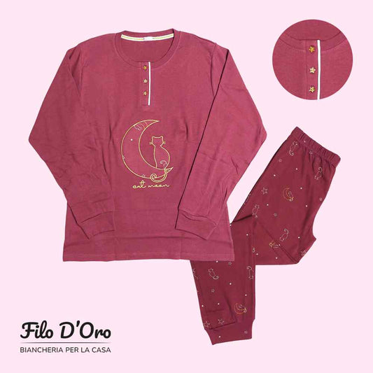 Pigiama Donna Invernale in Caldo Cotone IRGE - M1923 (Bordeaux)