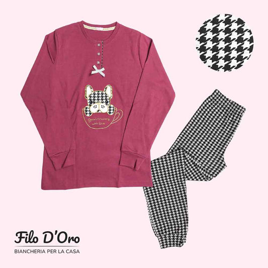 Pigiama Donna Invernale in Caldo Cotone IRGE - M1919 (Bordeaux)