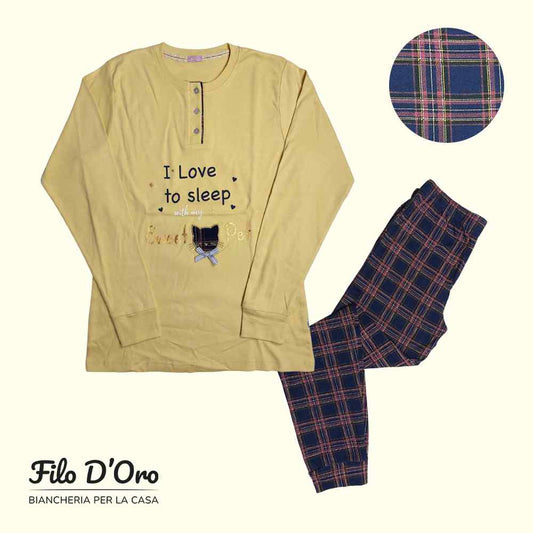 Pigiama Donna Invernale in Caldo Cotone IRGE - M1920 (Giallo)