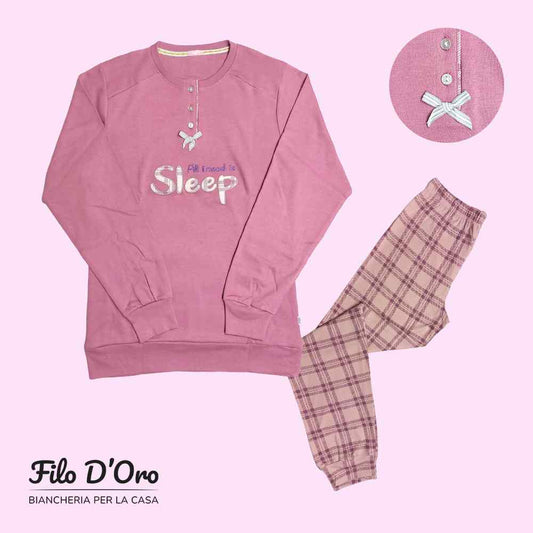 Pigiama Donna Invernale in Caldo Cotone IRGE - M1922 (Rosa)