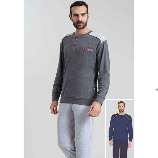 Pigiama Uomo Invernale in Caldo Cotone IRGE - M1862 (Grigio)