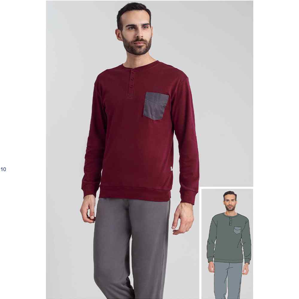 Pigiama Uomo Invernale in Caldo Cotone IRGE - M1867 (Bordeaux)