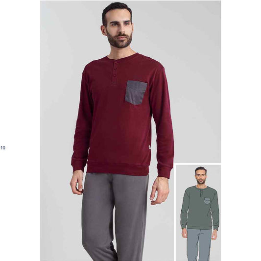 Pigiama Uomo Invernale in Caldo Cotone IRGE - M1867 (Bordeaux)