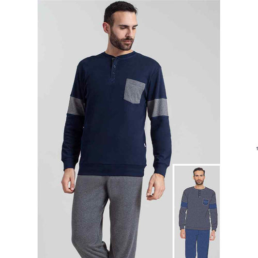 Pigiama Uomo Invernale in Caldo Cotone IRGE - M1868 (Blu)