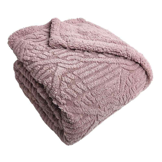 Plaid in Morbido Coral Fleece con Retro in Pelliccia 200x220 cm - Norvegia (Rosa)