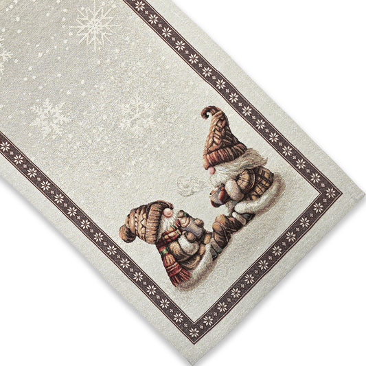 Runner natalizia in tessuto Gobelin - Gnomo (Marrone)