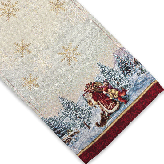 Runner natalizia in tessuto Gobelin - Santa 01
