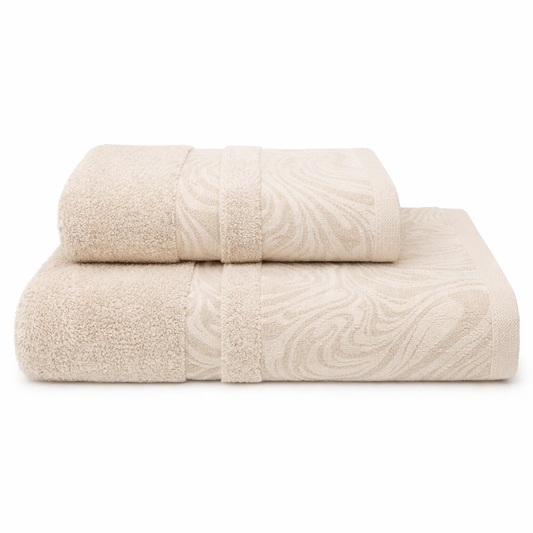 Set Asciugamani 1+1 Waves di Linea Oro - Beige