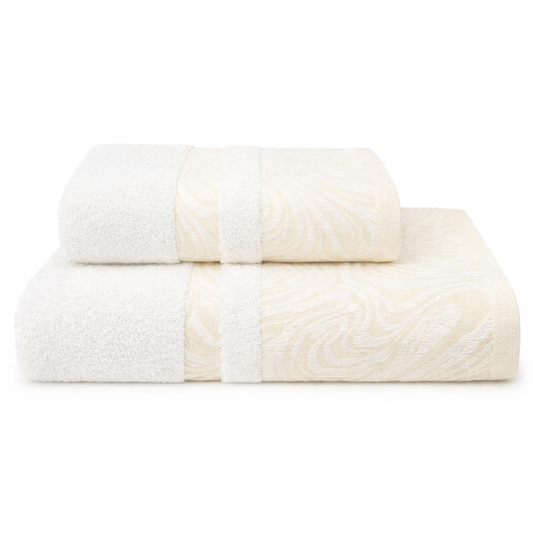 Set Asciugamani 1+1 Waves di Linea Oro - Panna