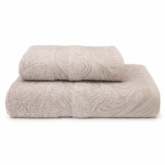 Set Asciugamani 1+1 Waves di Linea Oro - Tortora