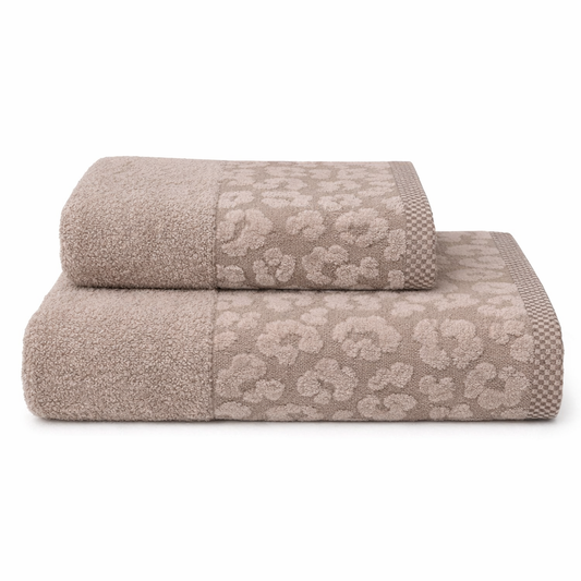 Set Asciugamani 1+1 Leopard di Linea Oro - Tortora