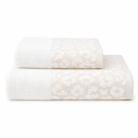 Set Asciugamani 1+1 Leopard di Linea Oro - Panna