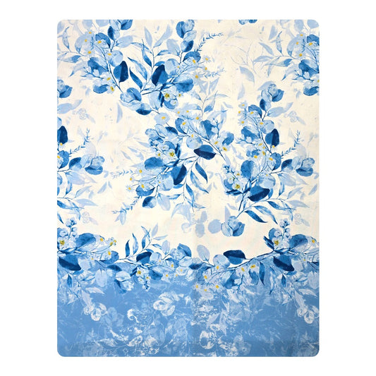 Tovaglia Antimacchia Idrorepellente, No Stiro - Foglia (Azzurro)