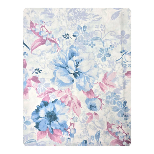 Tovaglia Antimacchia Idrorepellente, No Stiro - Fiori (Celeste)