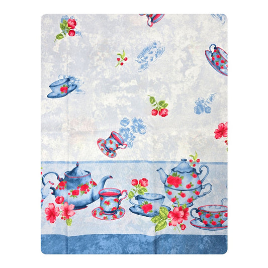 Tovaglia Antimacchia Idrorepellente, No Stiro - Zucchero (Azzurro)