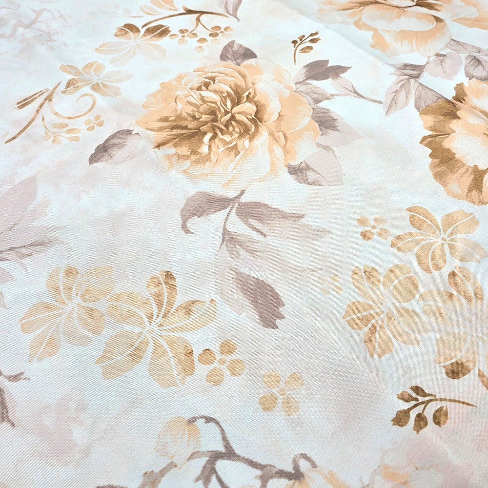 Tovaglia Antimacchia Idrorepellente, No Stiro - Fiori (Beige)