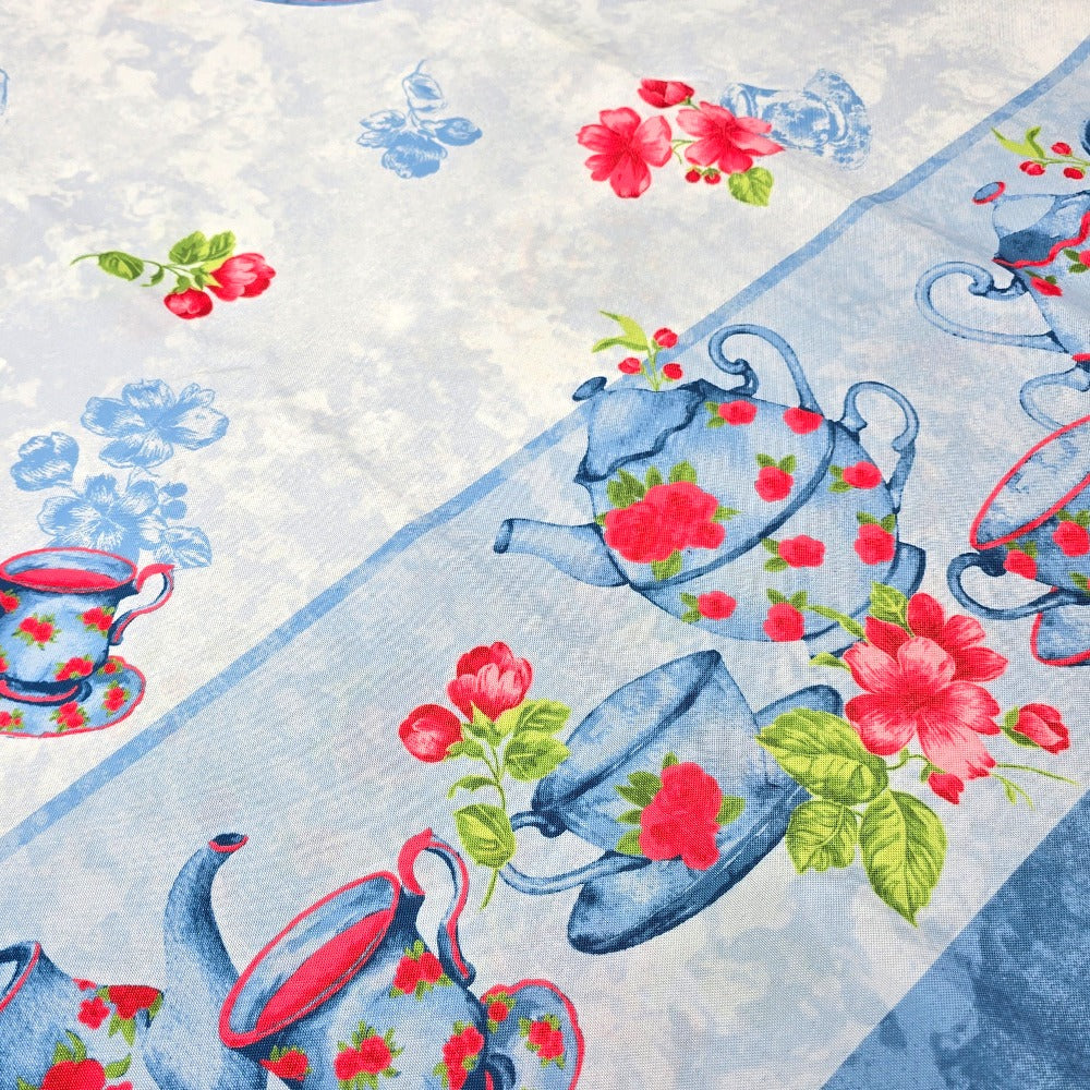 Tovaglia Antimacchia Idrorepellente, No Stiro - Zucchero (Azzurro)