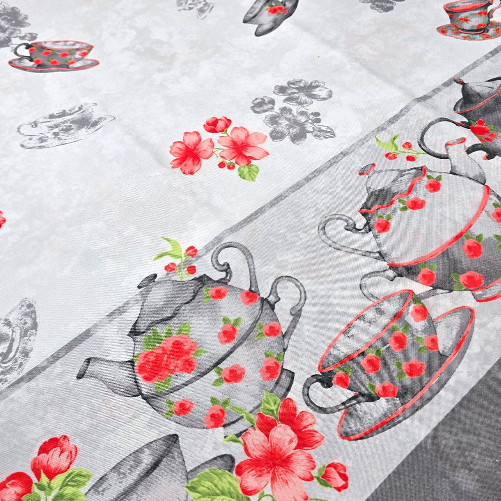 Tovaglia Antimacchia Idrorepellente, No Stiro - Zucchero (Grigio)