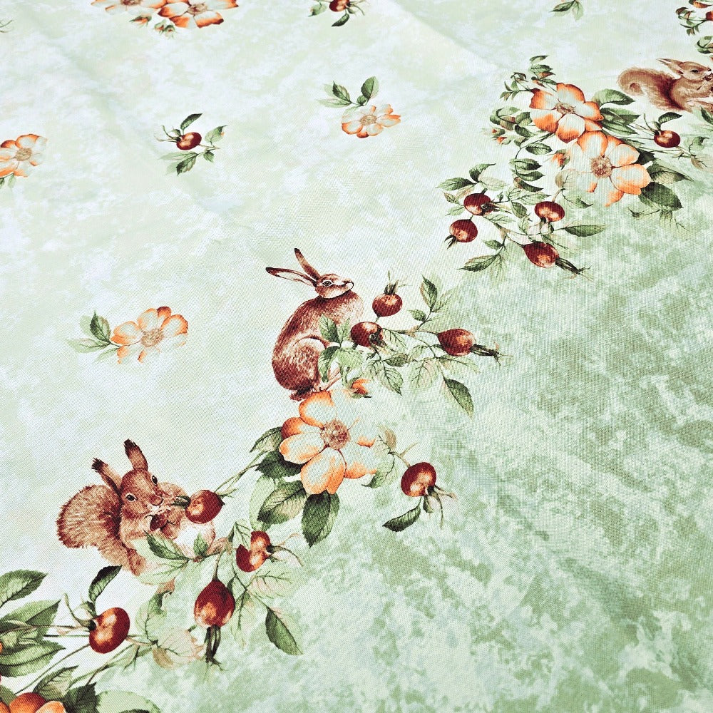 Tovaglia Antimacchia Idrorepellente, No Stiro - Rabbit (Verde)