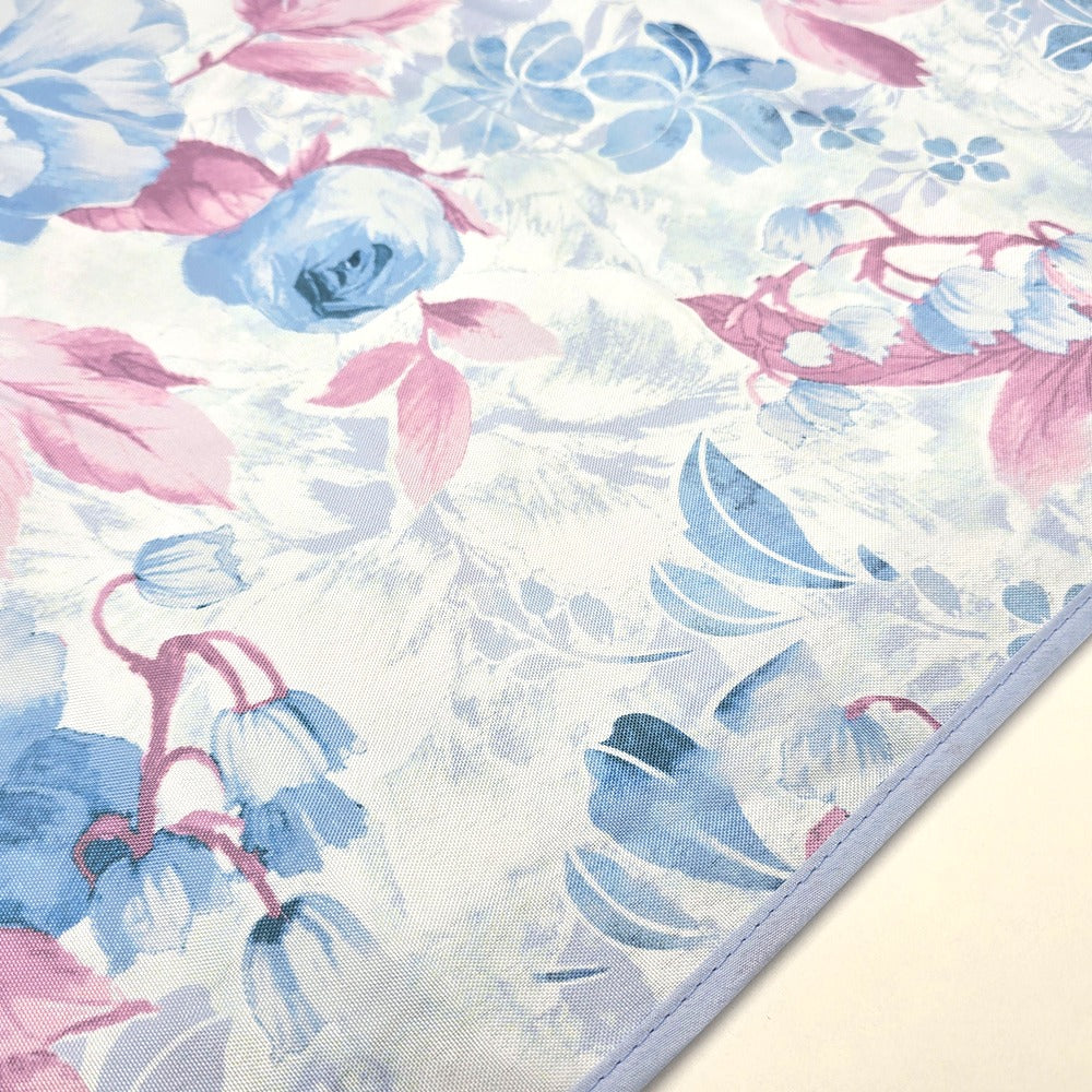 Tovaglia Antimacchia Idrorepellente, No Stiro - Fiori (Celeste)