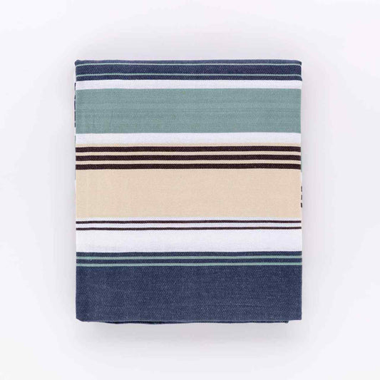 Tovaglia in 100% Cotone Tinto In Filo di Linea Oro - Stripe (Blu)