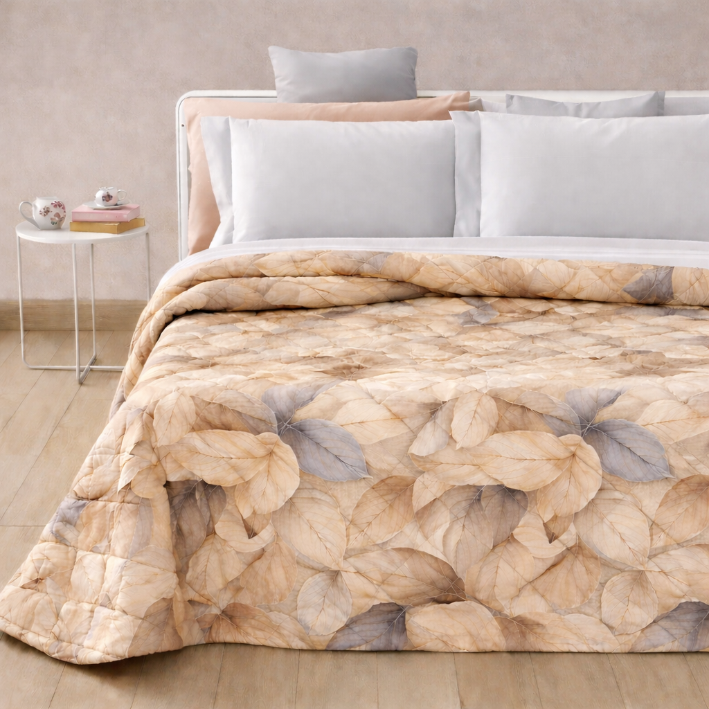 Trapuntino Stampato Matrimoniale in Microfibra di Laura Blasi - Vivienne (Beige)