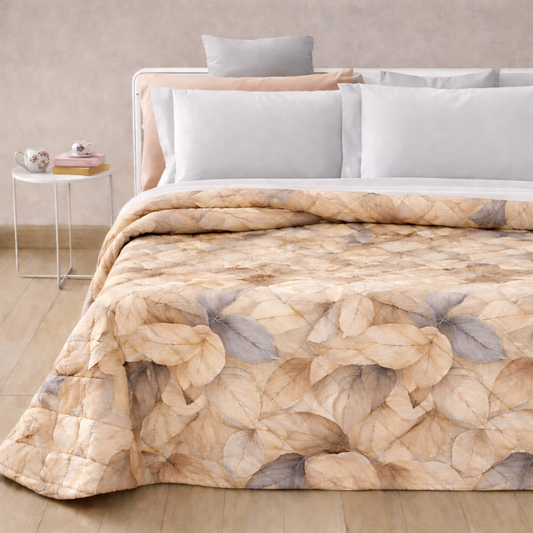 Trapuntino Stampato Matrimoniale in Microfibra di Laura Blasi - Vivienne (Beige)