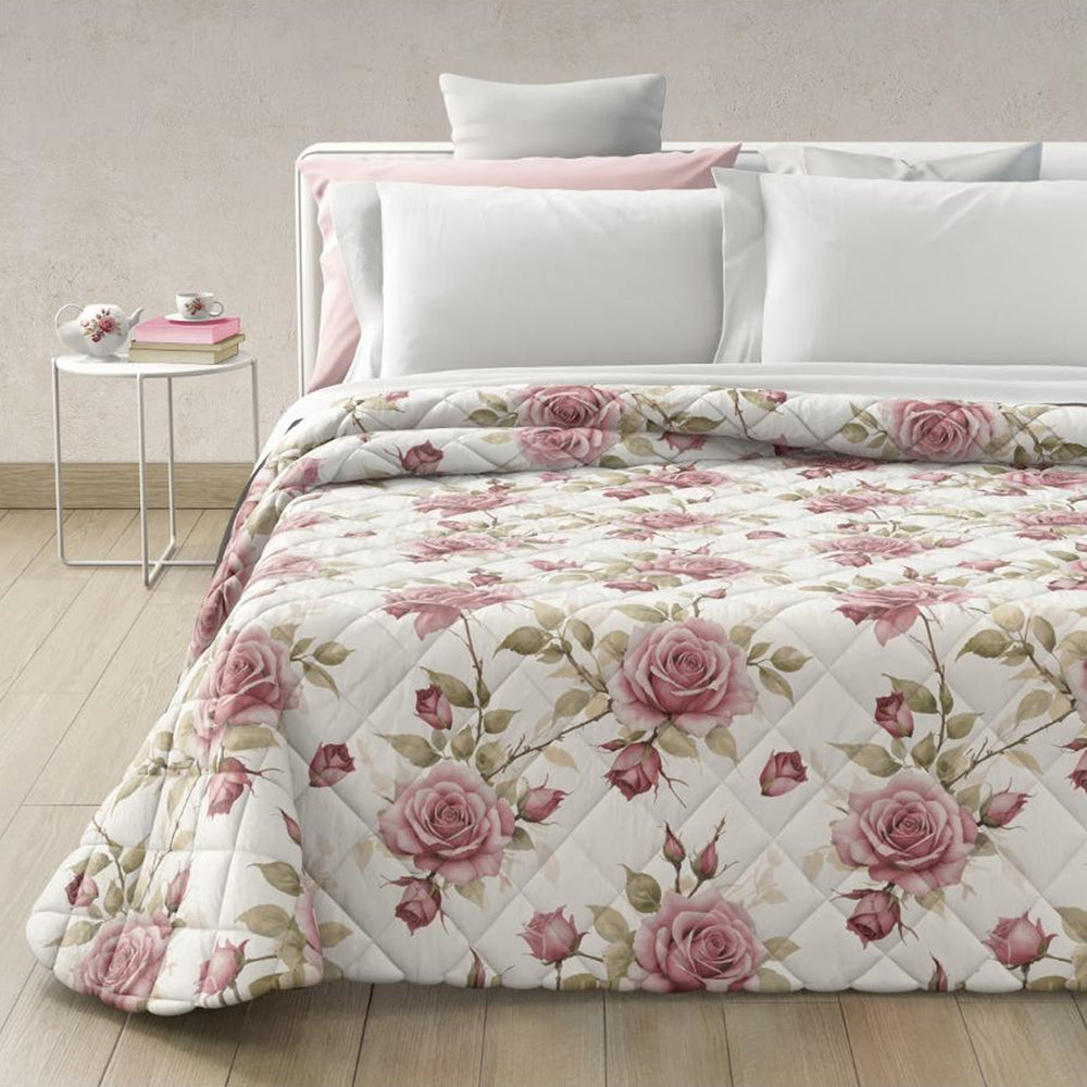 Trapuntino Stampato Matrimoniale in Microfibra di Laura Blasi - Eden (Rosa)