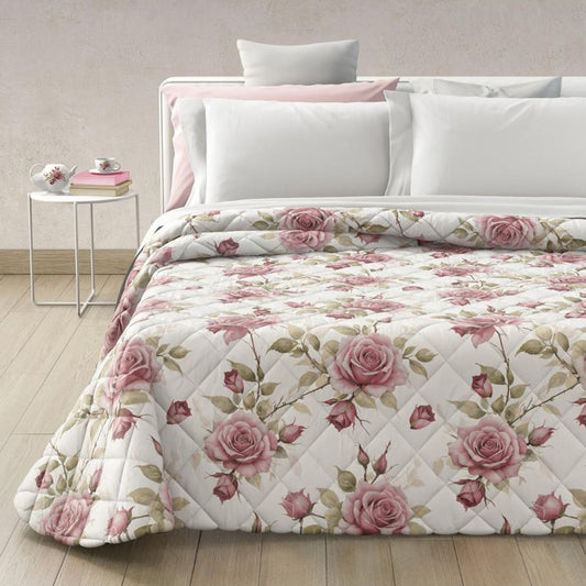 Trapuntino Stampato Matrimoniale in Microfibra di Laura Blasi - Eden (Rosa)