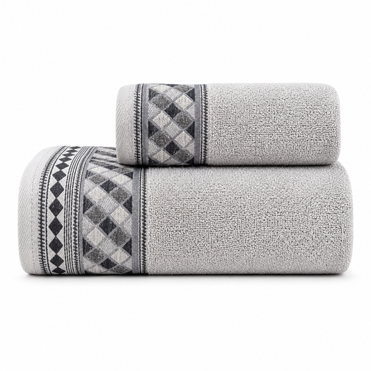 Set Asciugamani 1+1 (viso + ospite) di Pierre Cardin - Oleron (Grigio)