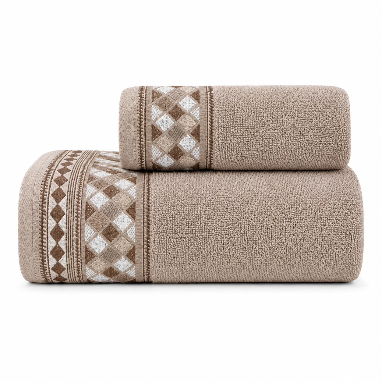 Set Asciugamani 1+1 (viso + ospite) di Pierre Cardin - Oleron (Tortora)