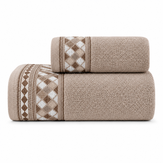 Set Asciugamani 1+1 (viso + ospite) di Pierre Cardin - Oleron (Tortora)