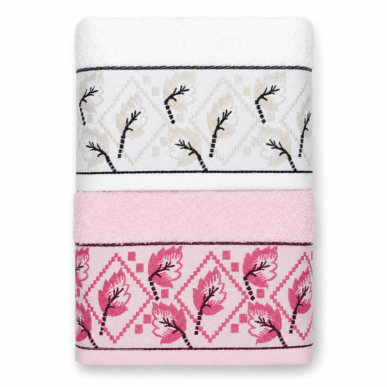 Set Asciugamani 4 pezzi (2 viso + 2 ospite) - Cile (Rosa/Bianco)