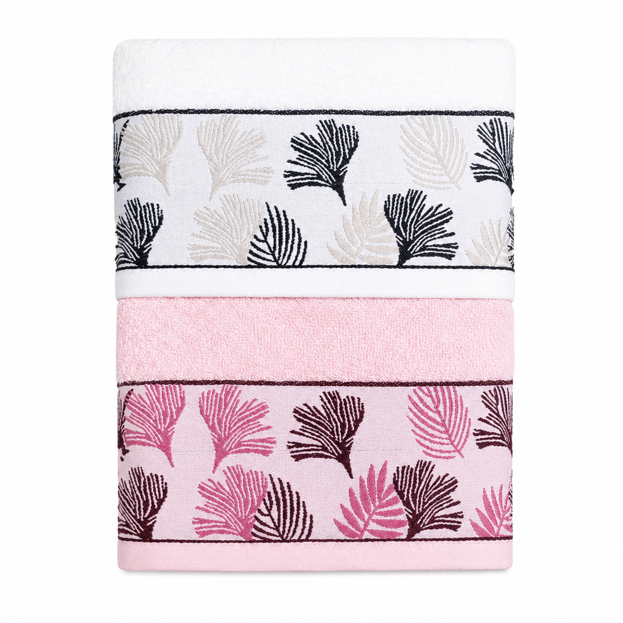 Set Asciugamani 4 pezzi (2 viso + 2 ospite) - Colombia (Rosa/Bianco)