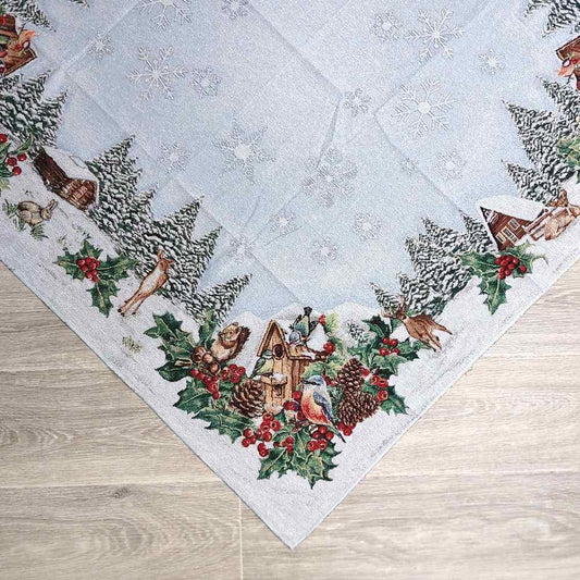 Centrotavola quadrata natalizia in tessuto Gobelin 100 x 100 cm - Nevicata