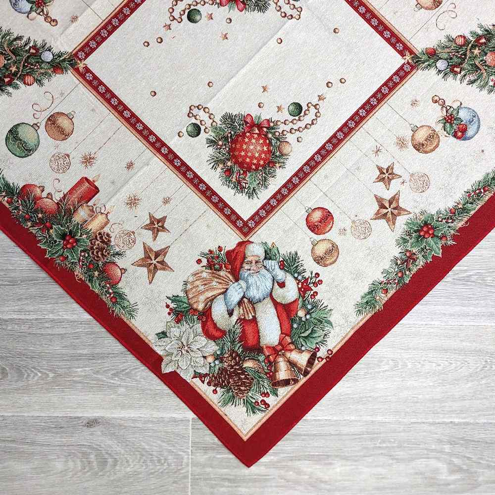 Centrotavola quadrata natalizia in tessuto Gobelin 100 x 100 cm - Splendore